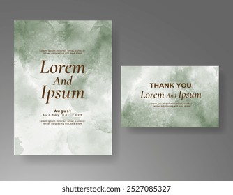 Wedding card invitation template with hand painted watercolor splash