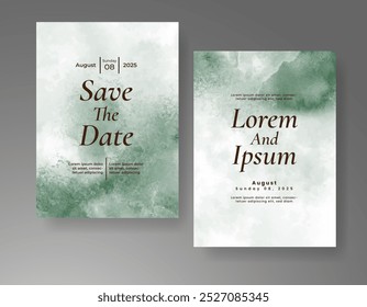 Einladungsvorlage für Hochzeitskarte mit handgemaltem Aquarellspritzer