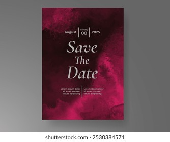 Plantilla de invitación de tarjeta de Boda con salpicadura de acuarela pintada a mano