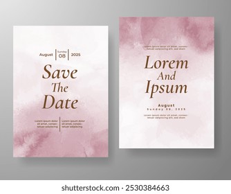 Plantilla de invitación de tarjeta de Boda con salpicadura de acuarela pintada a mano