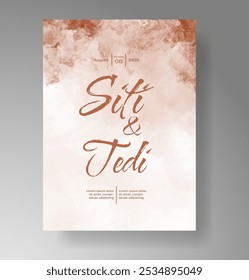 Plantilla de invitación de tarjeta de Boda con salpicadura de acuarela pintada a mano