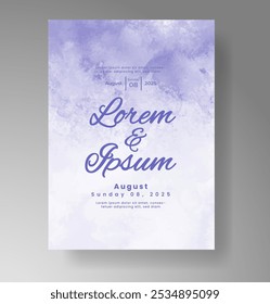 Wedding card invitation template with hand painted watercolor splash