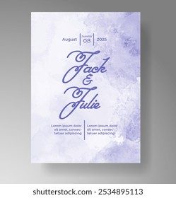 Plantilla de invitación de tarjeta de Boda con salpicadura de acuarela pintada a mano