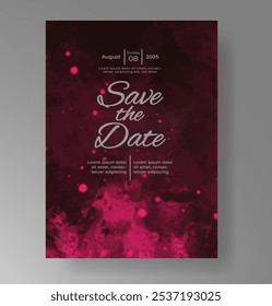 Einladungsvorlage für Hochzeitskarte mit handgemaltem Aquarellspritzer