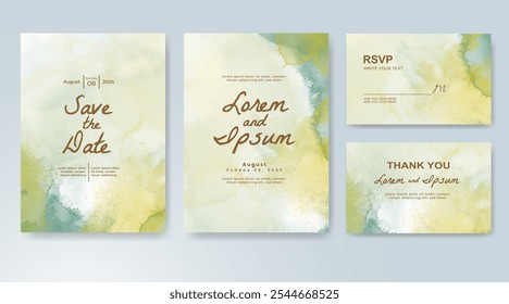 Plantilla de invitación de tarjeta de Boda con salpicadura de acuarela pintada a mano