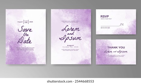 Plantilla de invitación de tarjeta de Boda con salpicadura de acuarela pintada a mano