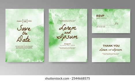 Plantilla de invitación de tarjeta de Boda con salpicadura de acuarela pintada a mano