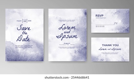 Plantilla de invitación de tarjeta de Boda con salpicadura de acuarela pintada a mano