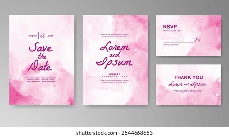 Plantilla de invitación de tarjeta de Boda con salpicadura de acuarela pintada a mano