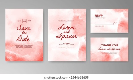 Plantilla de invitación de tarjeta de Boda con salpicadura de acuarela pintada a mano