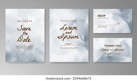 Plantilla de invitación de tarjeta de Boda con salpicadura de acuarela pintada a mano