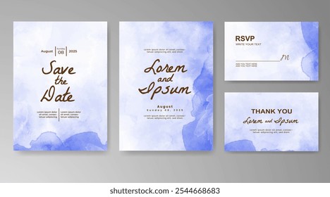 Plantilla de invitación de tarjeta de Boda con salpicadura de acuarela pintada a mano