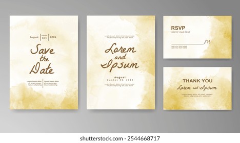 Plantilla de invitación de tarjeta de Boda con salpicadura de acuarela pintada a mano