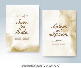 Plantilla de invitación de tarjeta de Boda con salpicadura de acuarela pintada a mano