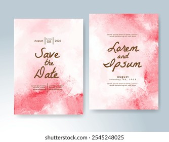 Wedding card invitation template with hand painted watercolor splash