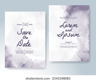 Plantilla de invitación de tarjeta de Boda con salpicadura de acuarela pintada a mano