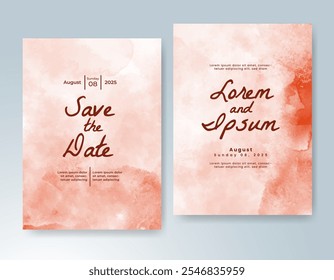 Plantilla de invitación de tarjeta de Boda con salpicadura de acuarela pintada a mano