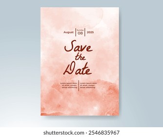 Plantilla de invitación de tarjeta de Boda con salpicadura de acuarela pintada a mano