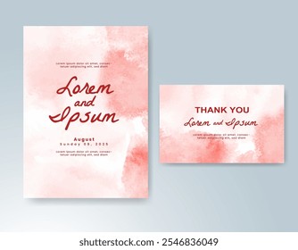 Plantilla de invitación de tarjeta de Boda con salpicadura de acuarela pintada a mano