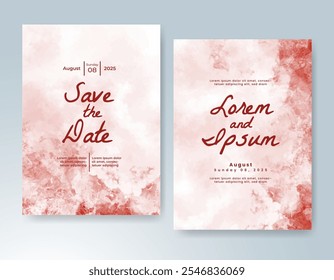 Plantilla de invitación de tarjeta de Boda con salpicadura de acuarela pintada a mano