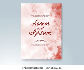 Wedding card invitation template with hand painted watercolor splash