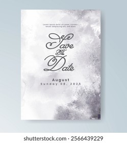 Wedding card invitation template with hand painted watercolor splash