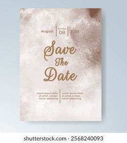 Wedding card invitation template with hand painted watercolor splash