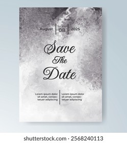 Wedding card invitation template with hand painted watercolor splash