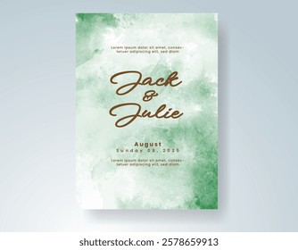 Wedding card invitation template with hand painted watercolor splash
