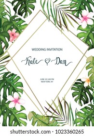 Wedding card. Invitation template for save the date. Floral background. Vector illustration