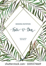 Wedding card. Invitation template for save the date. Floral background. Vector illustration. Watercolor style