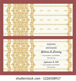 Wedding card or invitation template. Vector illustration in retro style.