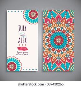 Wedding Card Or Invitation. Vintage Decorative Elements With Mandala. 