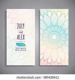 Wedding Card Or Invitation. Vintage Decorative Elements With Mandala. 