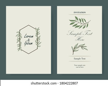 wedding card layout design template. floral wedding card