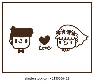 Wedding card / lover memory /decoration card/website/banner. Cute vector. Doodle .