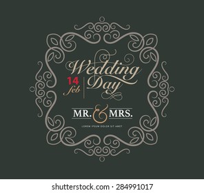 wedding card luxury template flourishes calligraphic elegant ornament lines. 