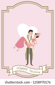 Wedding card material. Illustration of the bride and groom. Design for the wedding.