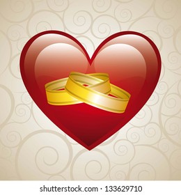 wedding card over beige background. vector illustration