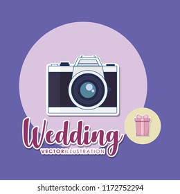 wedding card with photographic camera