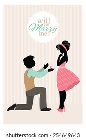 Wedding Card in Retro Style. Will You Marry Me?