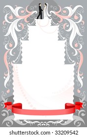 Wedding card with ribbon