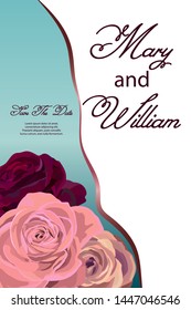 wedding card with roses. vector illustration