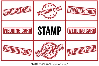 WEDDING CARD rubber stamp vector illustration on white background