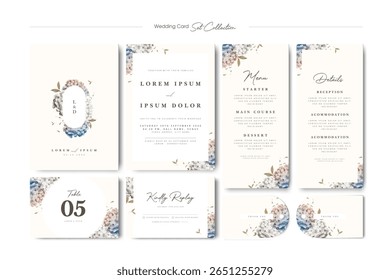 wedding card set collection with hydrangea
