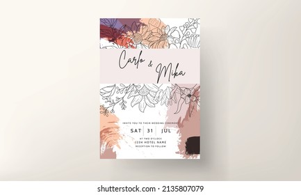 Wedding card with simple and elegant floral ornament