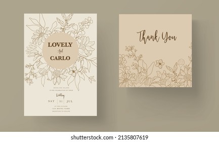 Wedding card with simple and elegant floral ornament