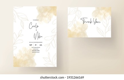 Wedding card with spring leaf ornament