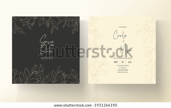 Wedding card with spring\
leaf ornament