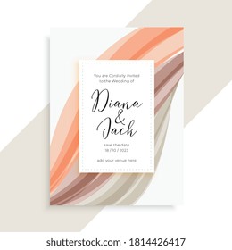 wedding card template with abstract wavy shape design